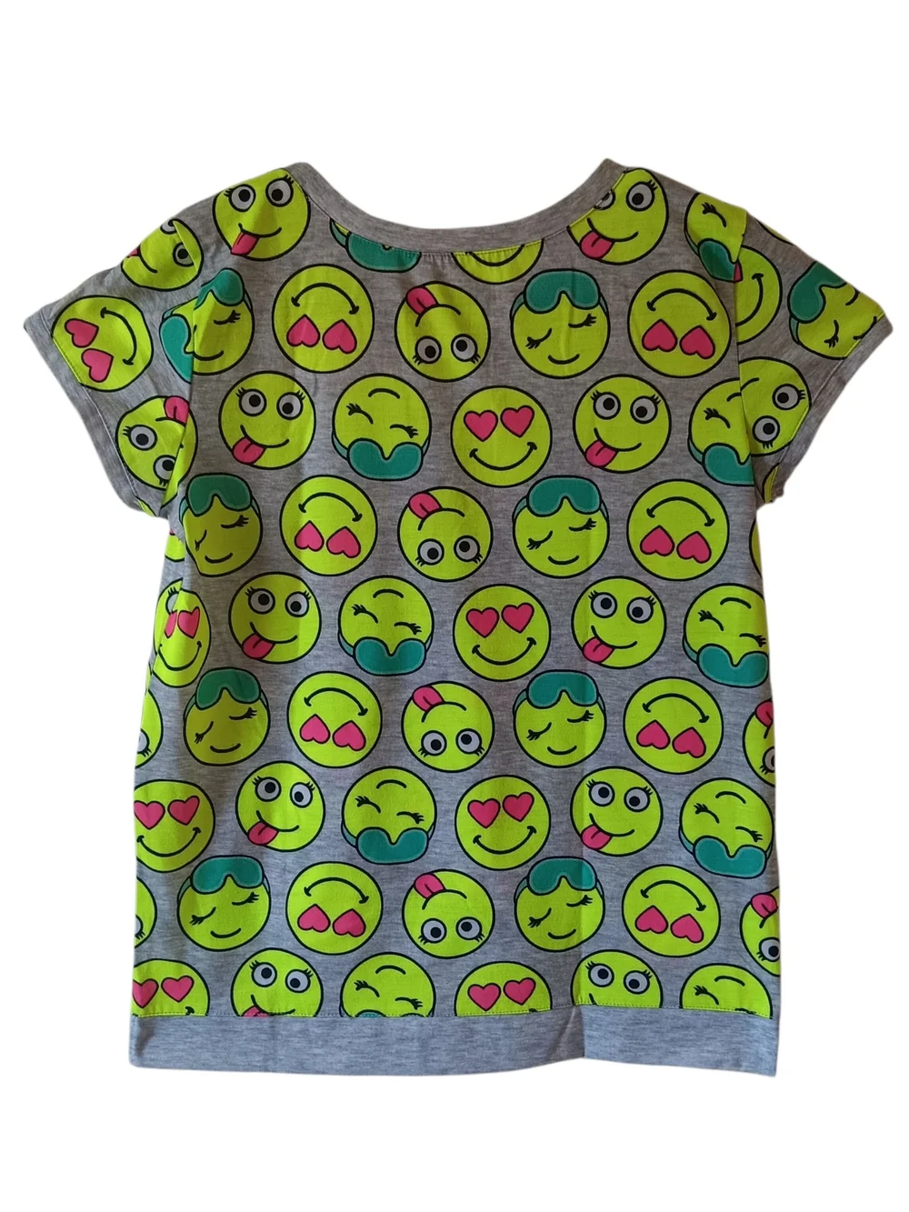 Justice girls multicolored emoji allover print short-sleeve t-shirt size (16-18)